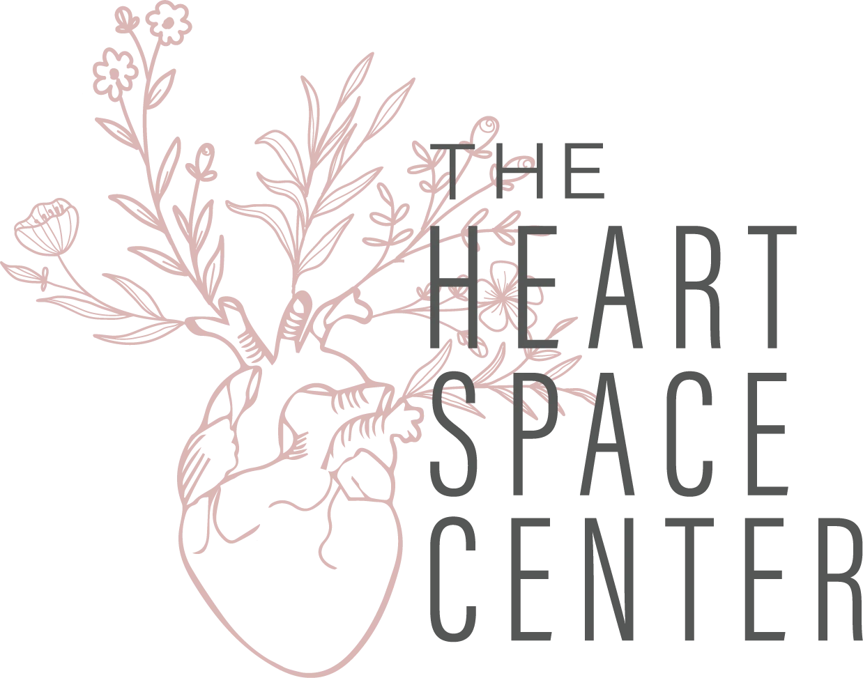 The Heart Space Center logo: a hand-drawn heart with flowers growing from it